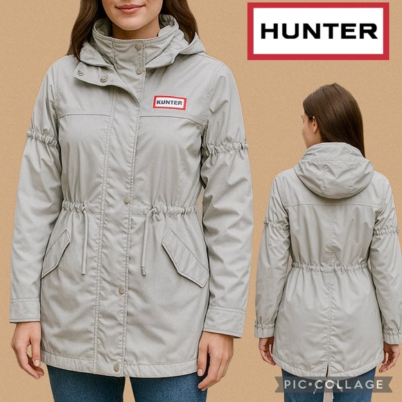 Hunter Refined Drawstring Light Gray Utility Jacket | Rain Water Resistant Sz XS - Picture 1 of 15